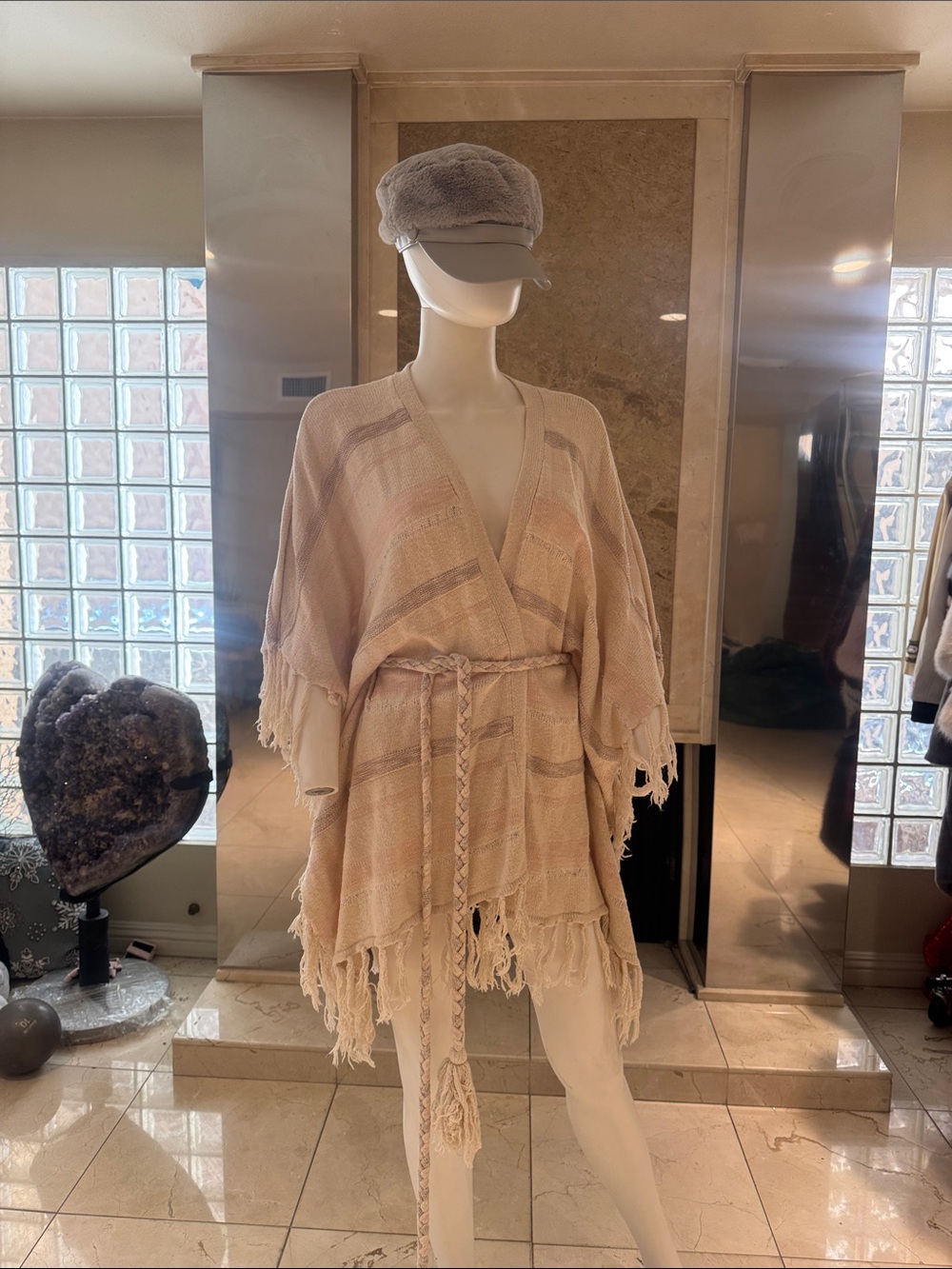 Spell & The Gypsy Collective Pastel Fringe Knit Cardigan Cream Boho S